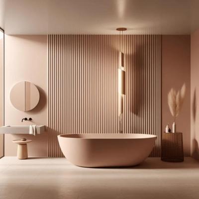 Salle de bain avec panneau decoratif 3d sarmis
